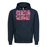 Navy pinktober with cancer ribbon Zipper Hoodie - AdoDesignShop