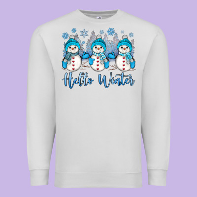 Snowman Hello Winter Premium Sweatshirt Designed By Jahusdesignshop
