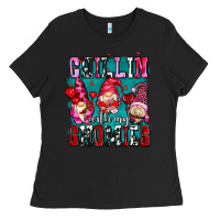 Black chillin with my gnomies olivia Ladies Tee - OliviaCreatesArt