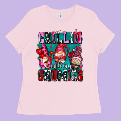 Chillin With My Gnomies Olivia Ladies Tee Designed By Oliviacreatesart