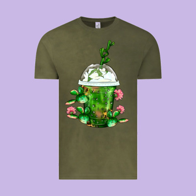 Western Cactus Cold Frappe Vintage Tee Designed By Fadigitalartstudio