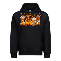 Black Fall Autumn cow pumpkin coffee cups Urban Hoodie - RanaPortraitStore