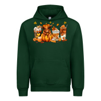 Forest Green Fall Autumn cow pumpkin coffee cups Urban Hoodie - RanaPortraitStore