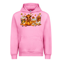 Fuchsia Pink Fall Autumn cow pumpkin coffee cups Urban Hoodie - RanaPortraitStore