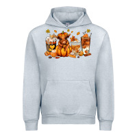 Heather Grey Fall Autumn cow pumpkin coffee cups Urban Hoodie - RanaPortraitStore