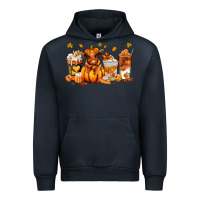 Navy Fall Autumn cow pumpkin coffee cups Urban Hoodie - RanaPortraitStore