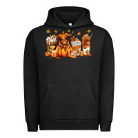 Pigment Black Fall Autumn cow pumpkin coffee cups Urban Hoodie - RanaPortraitStore