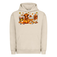 Pigment French Oak Fall Autumn cow pumpkin coffee cups Urban Hoodie - RanaPortraitStore
