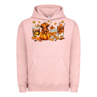 Pigment Salmon Fall Autumn cow pumpkin coffee cups Urban Hoodie - RanaPortraitStore