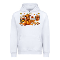 White Fall Autumn cow pumpkin coffee cups Urban Hoodie - RanaPortraitStore