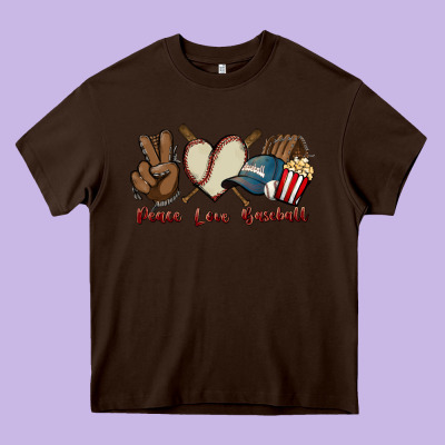 Peace Love Baseball Heavy Core Tee Designed By Howdyjamesfarm