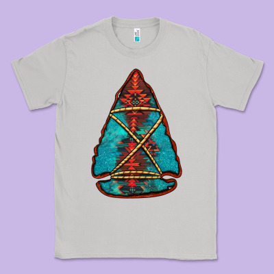 Turquoise Glitter Aztec Arrowhead Classic Tee Designed By Jasminsmagicworld