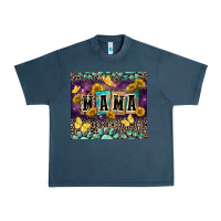 Midnight Navy Mama with sunflowers Urban Heavy Tee - FaDigitalArtStudio