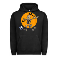Pigment Black skeleton soccer player funny halloween blood moon Urban Hoodie - DesignPulse