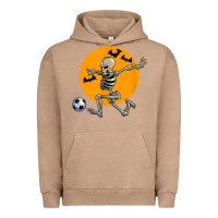 Pigment Burro skeleton soccer player funny halloween blood moon Urban Hoodie - DesignPulse