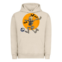 Pigment French Oak skeleton soccer player funny halloween blood moon Urban Hoodie - DesignPulse