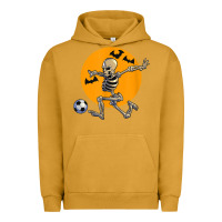 Pigment Peanut Butter skeleton soccer player funny halloween blood moon Urban Hoodie - DesignPulse