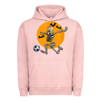 Pigment Salmon skeleton soccer player funny halloween blood moon Urban Hoodie - DesignPulse