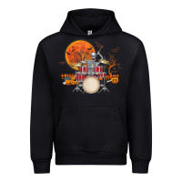 Black Skeleton Drummer Halloween Costume Playing Drums Mens Boys Urban Hoodie - DesignPulse