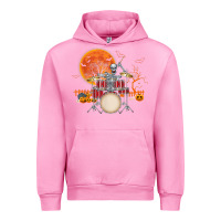 Fuchsia Pink Skeleton Drummer Halloween Costume Playing Drums Mens Boys Urban Hoodie - DesignPulse