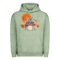 Pigment Oil Green Skeleton Drummer Halloween Costume Playing Drums Mens Boys Urban Hoodie - DesignPulse