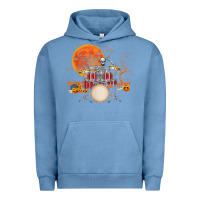 Pigment Pebble Blue Skeleton Drummer Halloween Costume Playing Drums Mens Boys Urban Hoodie - DesignPulse