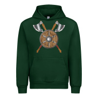 Forest Green renaissance fair faire festival medieval theme axe shield Urban Hoodie - DesignPulse
