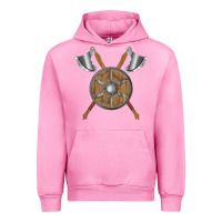 Fuchsia Pink renaissance fair faire festival medieval theme axe shield Urban Hoodie - DesignPulse