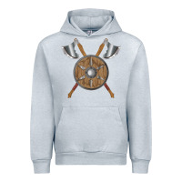 Heather Grey renaissance fair faire festival medieval theme axe shield Urban Hoodie - DesignPulse