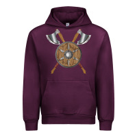 Mauve Wine renaissance fair faire festival medieval theme axe shield Urban Hoodie - DesignPulse