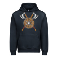 Navy renaissance fair faire festival medieval theme axe shield Urban Hoodie - DesignPulse