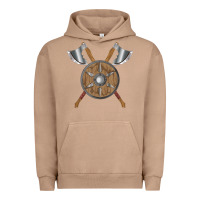 Pigment Burro renaissance fair faire festival medieval theme axe shield Urban Hoodie - DesignPulse