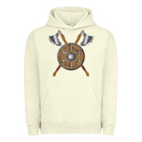 Pigment Pistachio renaissance fair faire festival medieval theme axe shield Urban Hoodie - DesignPulse