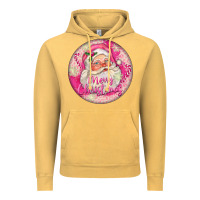 Vintage Mustard Pink Merry Christmas Santa Vintage Hoodie - FaDigitalArtStudio