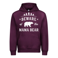 Mauve Wine beware mama bear mom protect strong mother graphic clip art t shirt Urban Hoodie - DesignPulse
