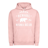 Pigment Salmon beware mama bear mom protect strong mother graphic clip art t shirt Urban Hoodie - DesignPulse