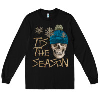 Black skull tis the season winter Long Sleeve Tee - FaDigitalArtStudio