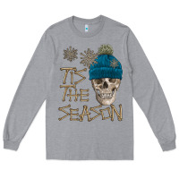 Heather Grey skull tis the season winter Long Sleeve Tee - FaDigitalArtStudio