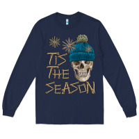 Navy skull tis the season winter Long Sleeve Tee - FaDigitalArtStudio