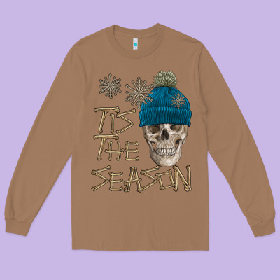 Skull Tis The Season Winter Long Sleeve Tee Designed By Fadigitalartstudio