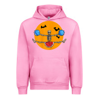 Fuchsia Pink cheerleading skeleton halloween cheer skeleton cheerleader t shirt Urban Hoodie - DesignPulse