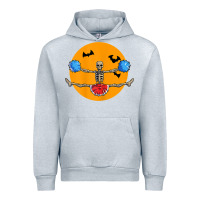 Heather Grey cheerleading skeleton halloween cheer skeleton cheerleader t shirt Urban Hoodie - DesignPulse