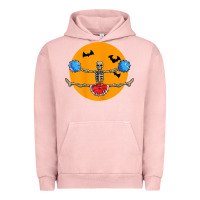 Pigment Salmon cheerleading skeleton halloween cheer skeleton cheerleader t shirt Urban Hoodie - DesignPulse