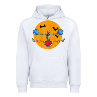 White cheerleading skeleton halloween cheer skeleton cheerleader t shirt Urban Hoodie - DesignPulse