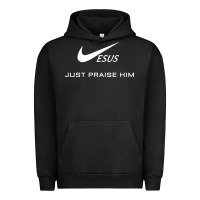 Pigment Black jesus just praise him Urban Hoodie - DesignPulse