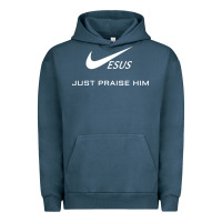 Pigment Midnight Navy jesus just praise him Urban Hoodie - DesignPulse