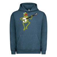 Pigment Midnight Navy Kermit playing the banjo Classic Urban Hoodie - DesignPulse