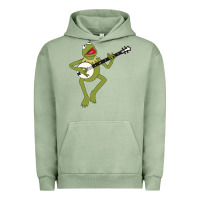 Pigment Oil Green Kermit playing the banjo Classic Urban Hoodie - DesignPulse