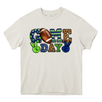 Cream Game day green and blue team color Heavy Core Tee - HowdyJamesFarm