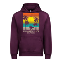 Mauve Wine windansea beach california ca surfer surfing surf palm tree Urban Hoodie - DesignPulse